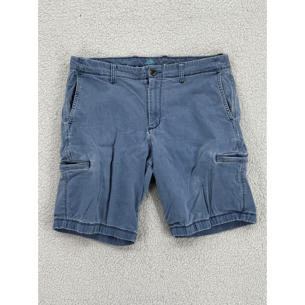 Tommy Bahama Boracay Cargo Shorts Men Size 35 Blue Stretch Flat Front 10" Inseam